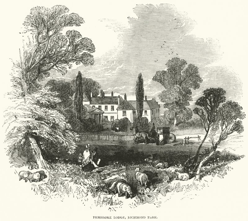 Pembroke Lodge, Richmond Park (grabado) de English School