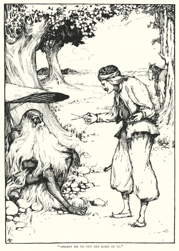 "Permítame cortarle un poco" (grabado) de English School