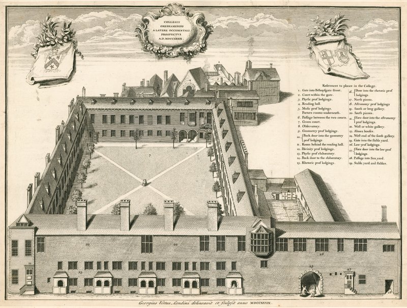 Vista en perspectiva del Colegio Gresham, Londres de English School