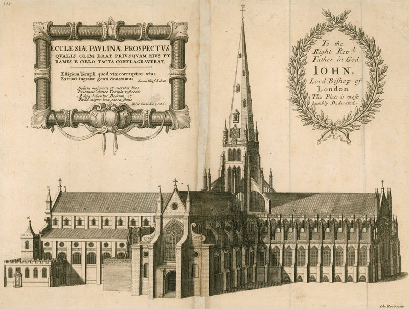 Vista en perspectiva de la Catedral de San Pablo, Londres de English School