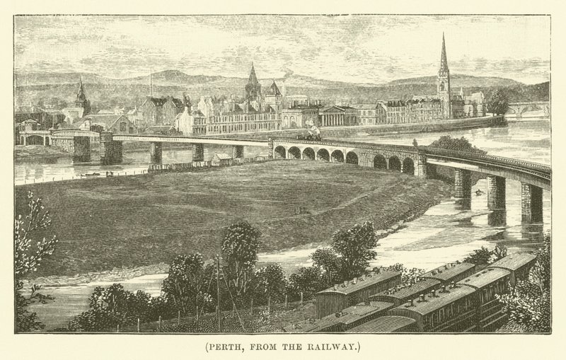 Perth, desde el ferrocarril (grabado) de English School