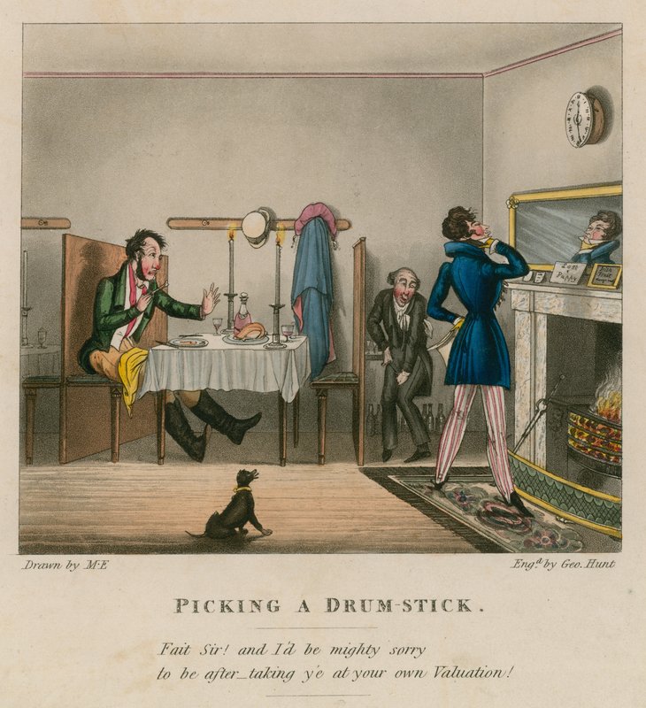 Recogiendo una pata de pollo; caricatura de English School