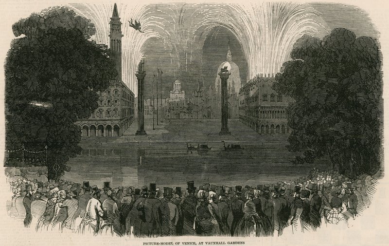 Modelo pictórico de Venecia en Vauxhall Gardens, Londres de English School