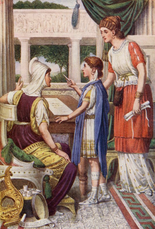 Píndaro y sus maestros (litografía en color) de English School