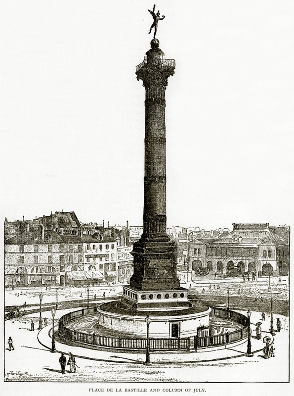 Plaza de la Bastilla y Columna de Julio, ilustración de Viejo y Nuevo París por H. Sutherland Edwards, 1893 de English School