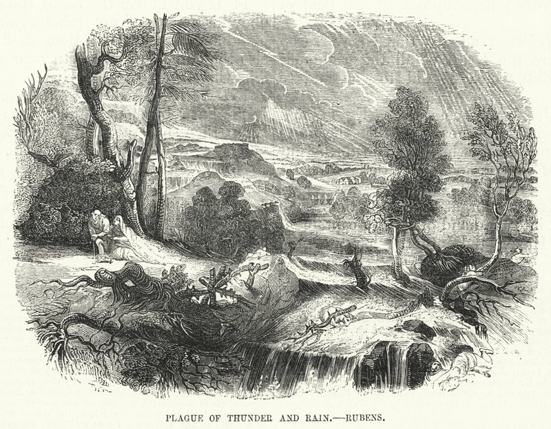 Plaga de truenos y lluvia, Rubens (grabado) de English School