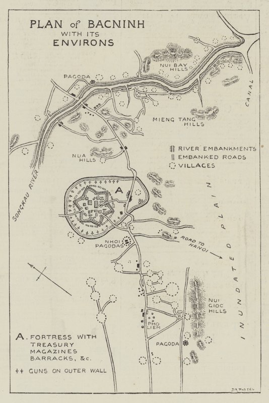 Plano de Bacninh con sus alrededores (grabado) de English School