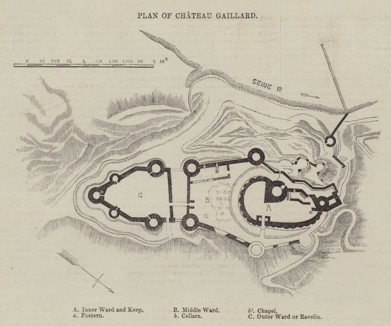 Plano del Chateau Gaillard (grabado) de English School