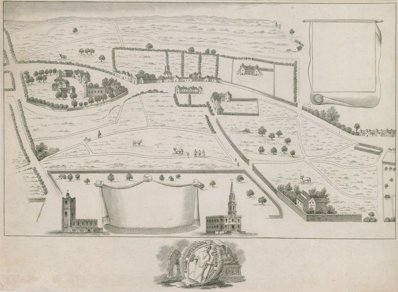 Plano de los suburbios del noroeste de Londres alrededor de St Giles in the Fields de English School