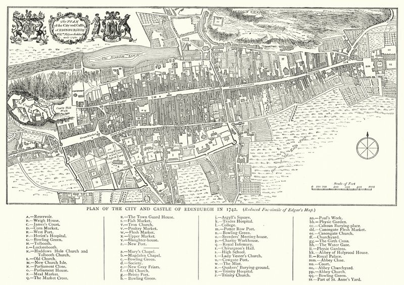 Plano de la Ciudad y Castillo de Edimburgo en 1742 (grabado) de English School