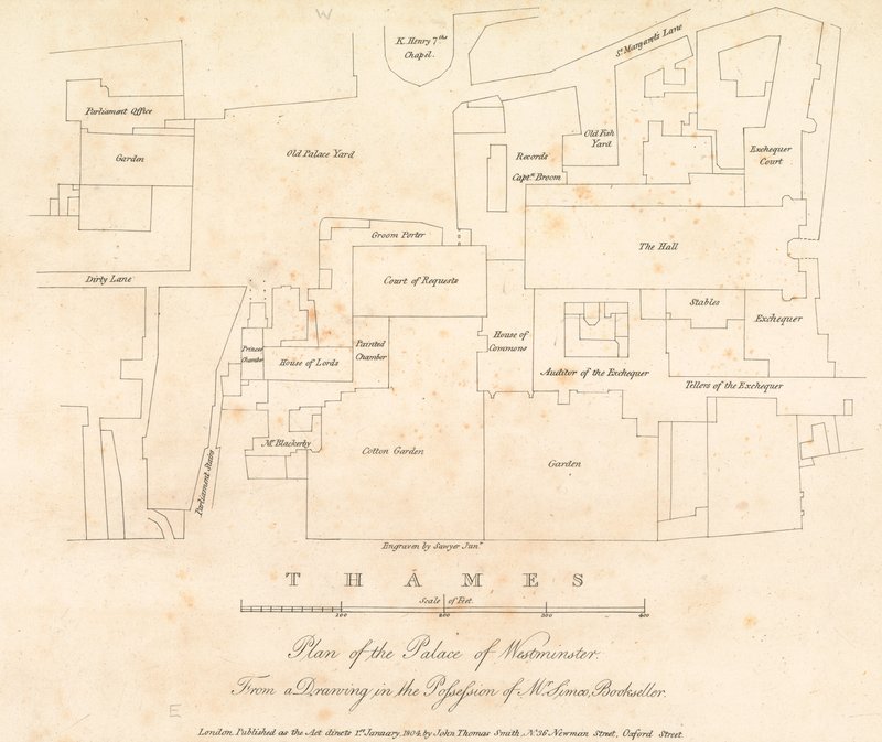 Plano del Palacio de Westminster, Londres de English School