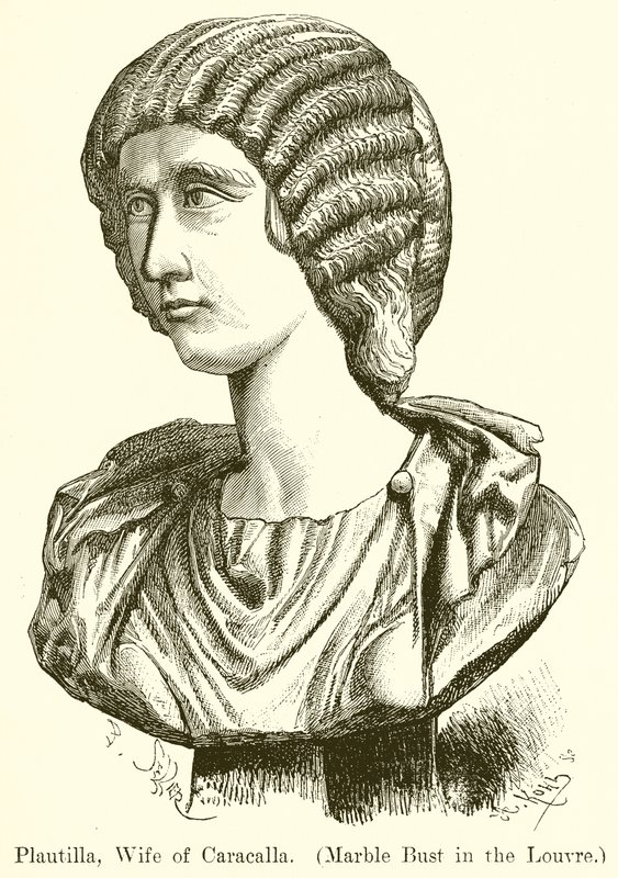 Plautilla, esposa de Caracalla. (Busto de mármol en el Louvre) (grabado) de English School