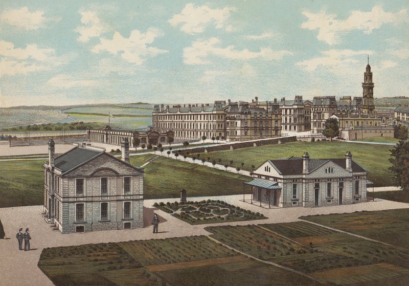 Plymouth: Royal Naval Barracks (litografia en color) de English School