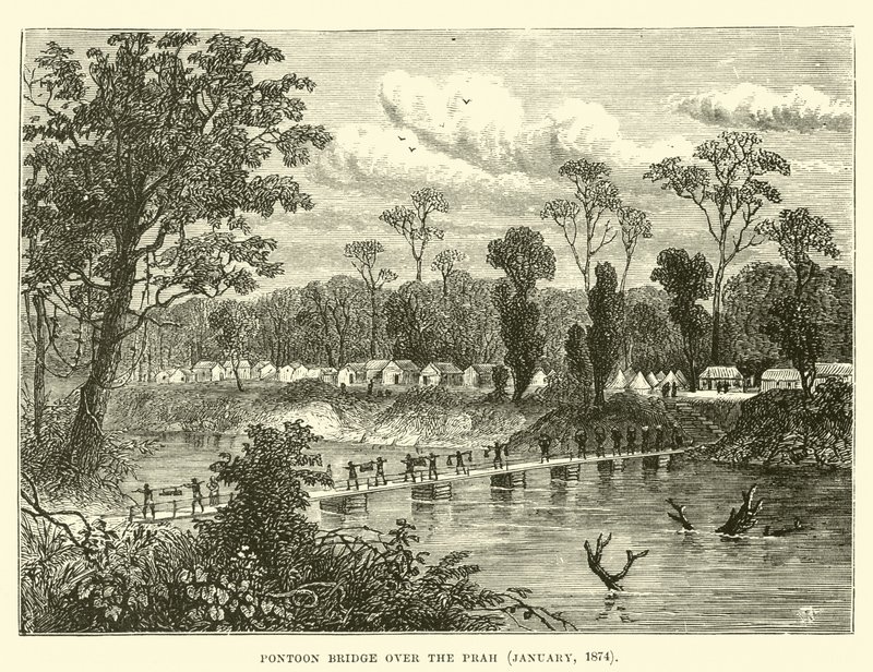 Puente de pontones sobre el Prah, enero de 1874 de English School