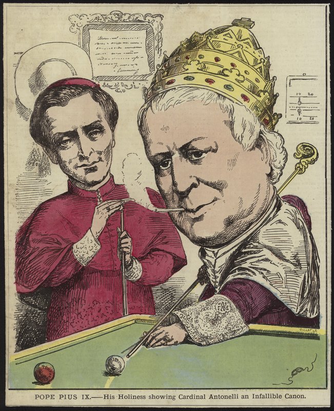 Papa Pío IX - Su Santidad mostrando al Cardenal Antonelli un Canon Infalible de English School