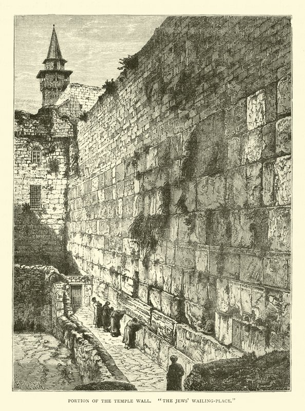 Parte del muro del Templo, el lugar de lamento de los judíos de English School