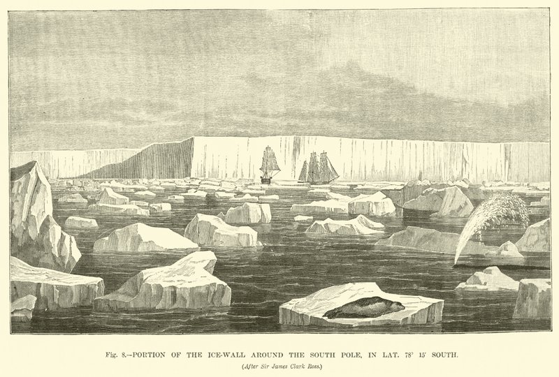 Porción de la pared de hielo alrededor del Polo Sur, en la Latitud 78° 15 Sur de English School