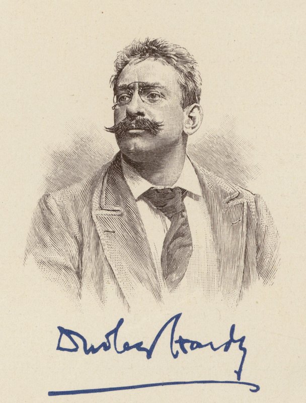 Retrato de Dudley Hardy, caricaturista (litografía en color) de English School