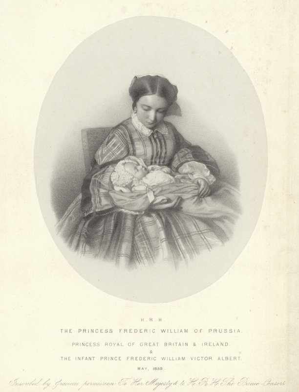 Retrato de Victoria, Princesa Real, con su hijo, Frederick William Victor Albert de English School