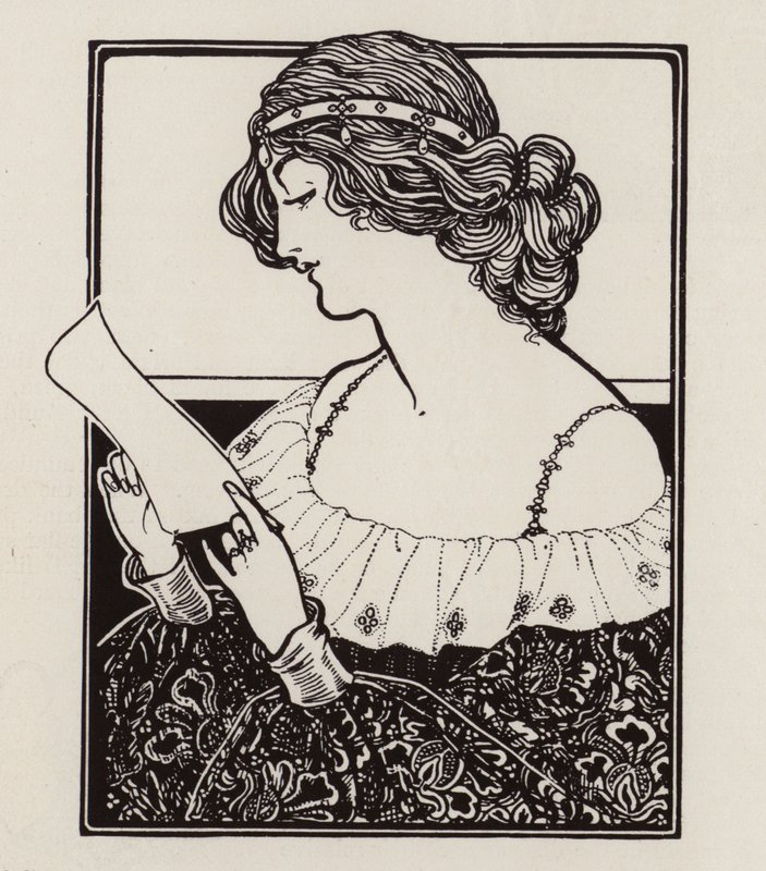 Retrato de una mujer leyendo una carta (lito) de English School