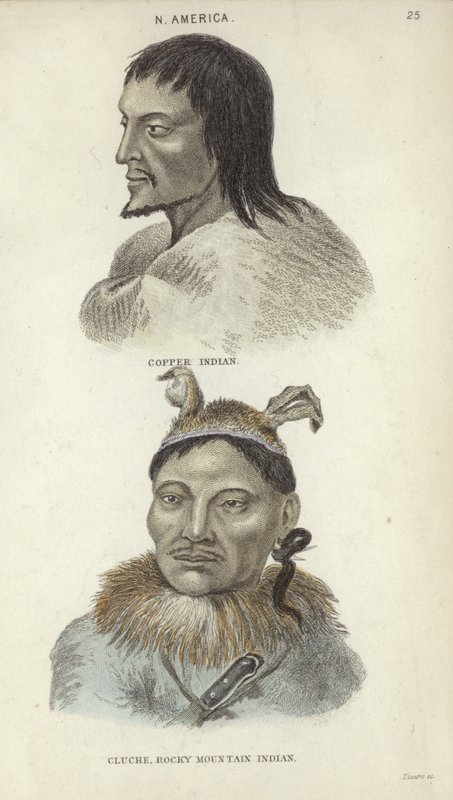 Retratos de un indio Cobre y un indio de las Montañas Rocosas de English School