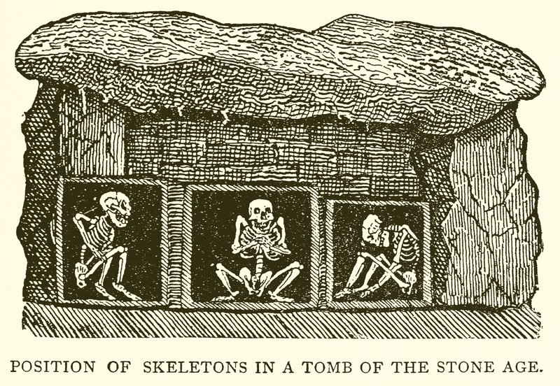 Posición de los esqueletos en una tumba de la Edad de Piedra de English School