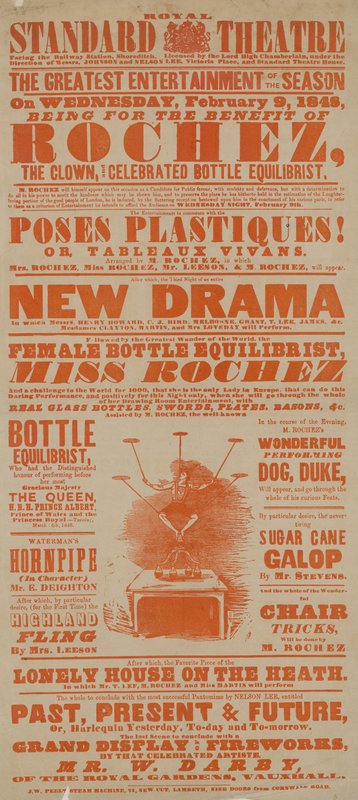 Póster para el Royal Standard Theatre, 9 de febrero de 1848 de English School