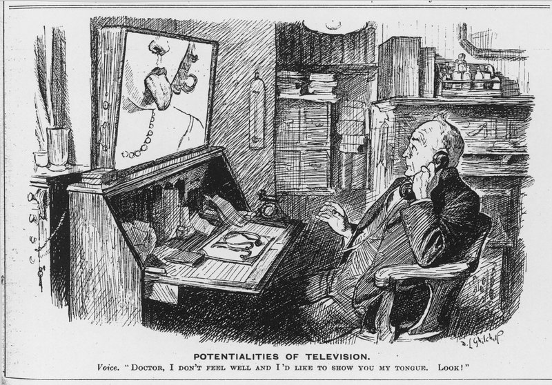 Potencialidades de la televisión, caricatura de la revista Punch de English School