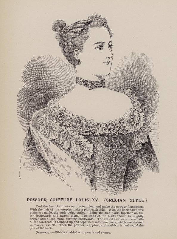 Polvo Coiffure Louis XV, Grecian Style (grabado) de English School