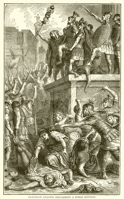 Soldados pretorianos proclamando a un emperador romano de English School