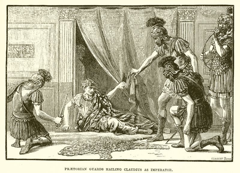 Guardias pretorianos aclamando a Claudio como emperador de English School