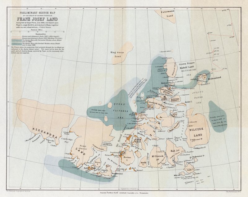 Esbozo preliminar del grupo de islas conocido como Tierra de Francisco José de English School