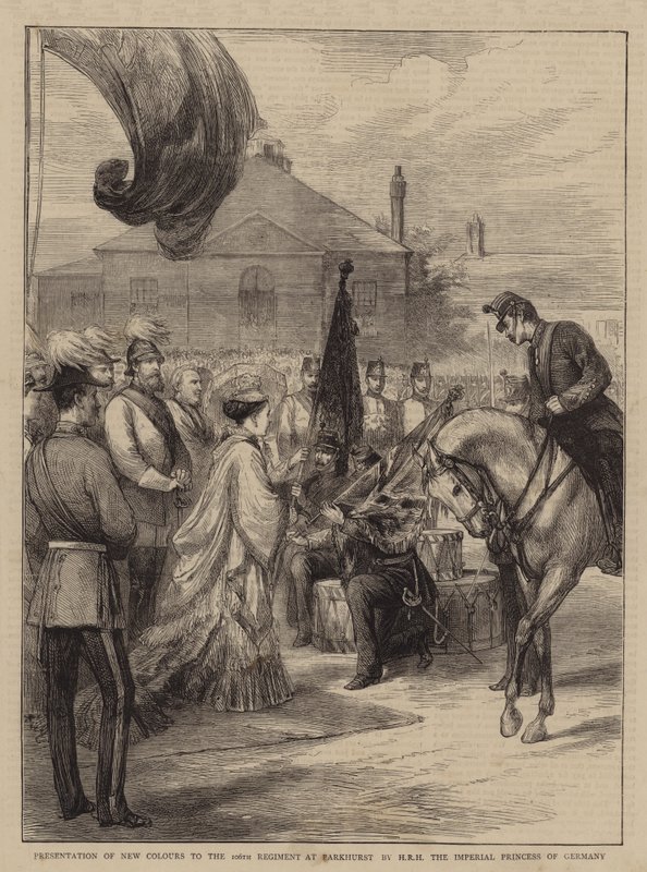 Presentación de nuevos colores al 106º Regimiento en Parkhurst por SAR la Princesa Imperial de Alemania de English School