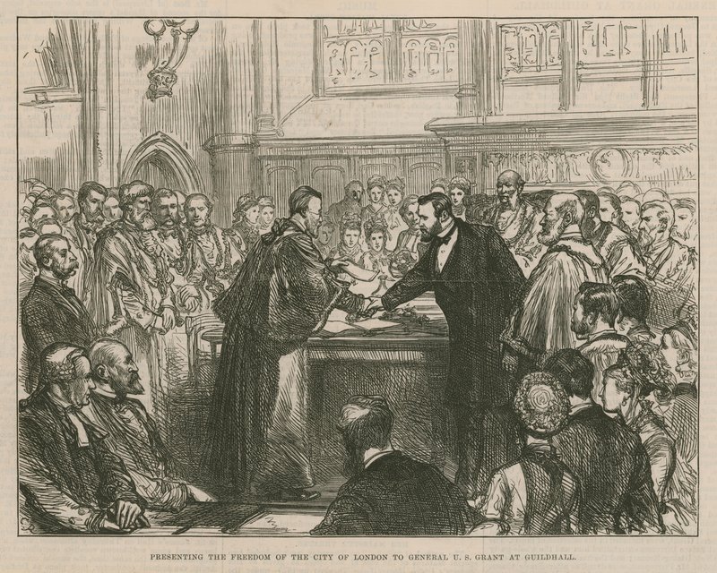 Presentación de la libertad de la Ciudad de Londres al General U S Grant en Guildhall de English School