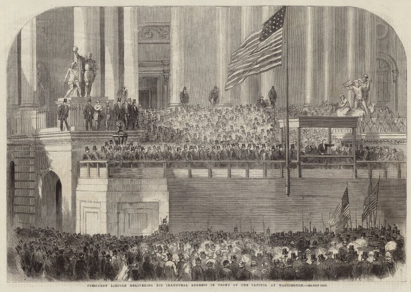 El presidente Lincoln pronunciando su discurso inaugural de English School