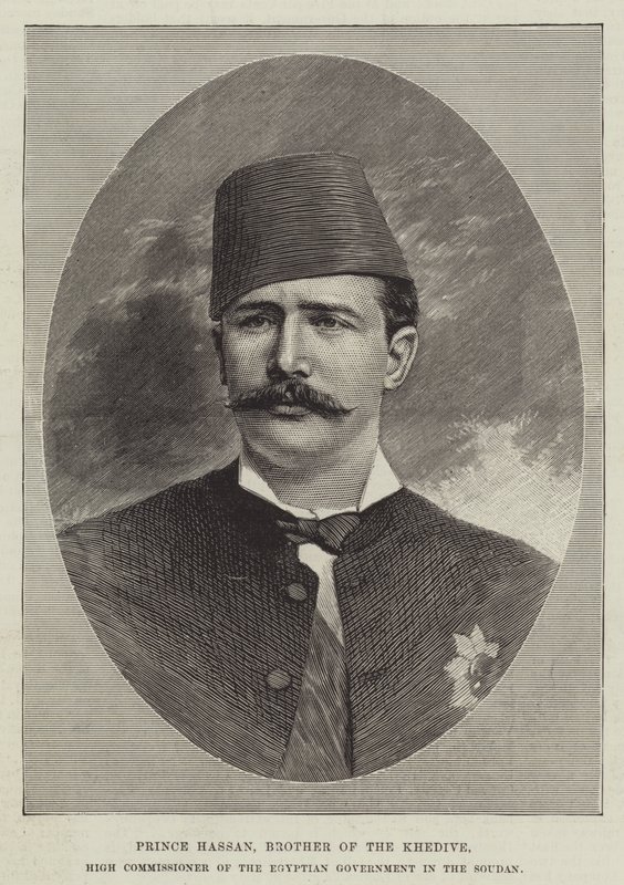 Príncipe Hassan, Hermano del Jedive, Alto Comisionado del Gobierno Egipcio en el Sudán (grabado) de English School