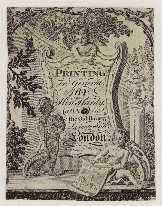 Tarjeta comercial de impresor, Henry Hardy de English School