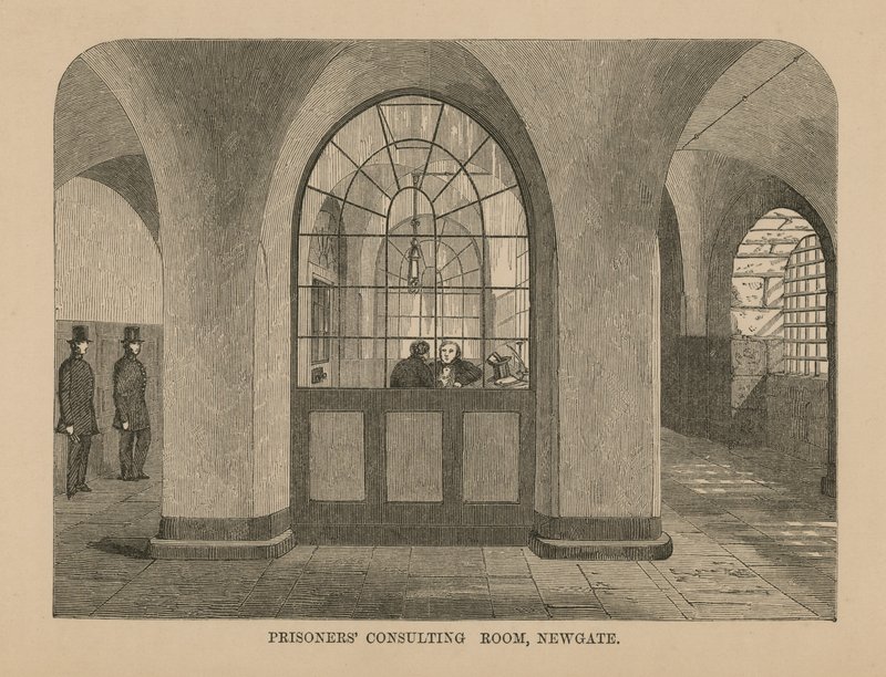 Sala de consulta de prisioneros en Newgate de English School