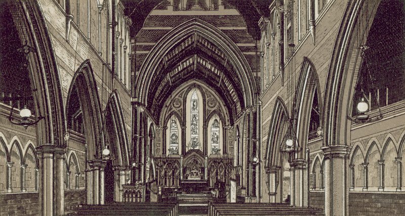 Iglesia de Privett, interior (litografía) de English School