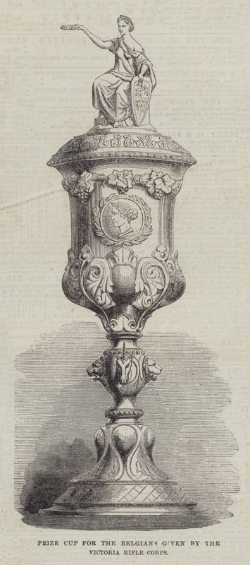 Copa de Premio para los Belgas dada por el Cuerpo de Rifles Victoria de English School