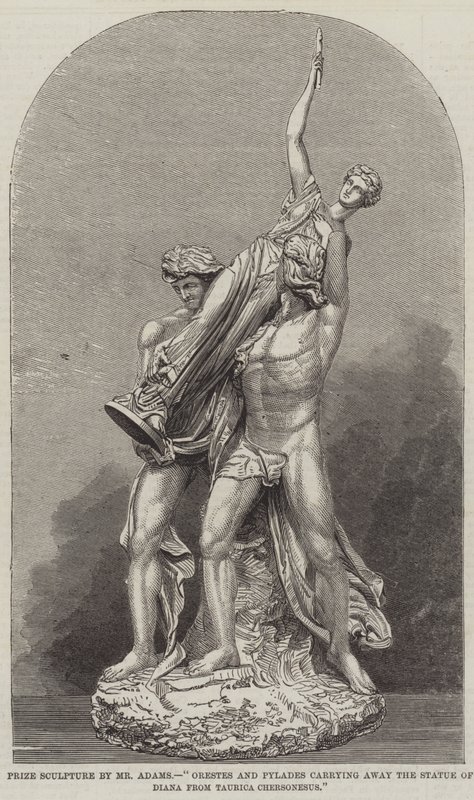 Escultura premiada por el Sr. Adams, "Orestes y Pílades llevando la estatua de Diana de Taurica Chersonesus" de English School
