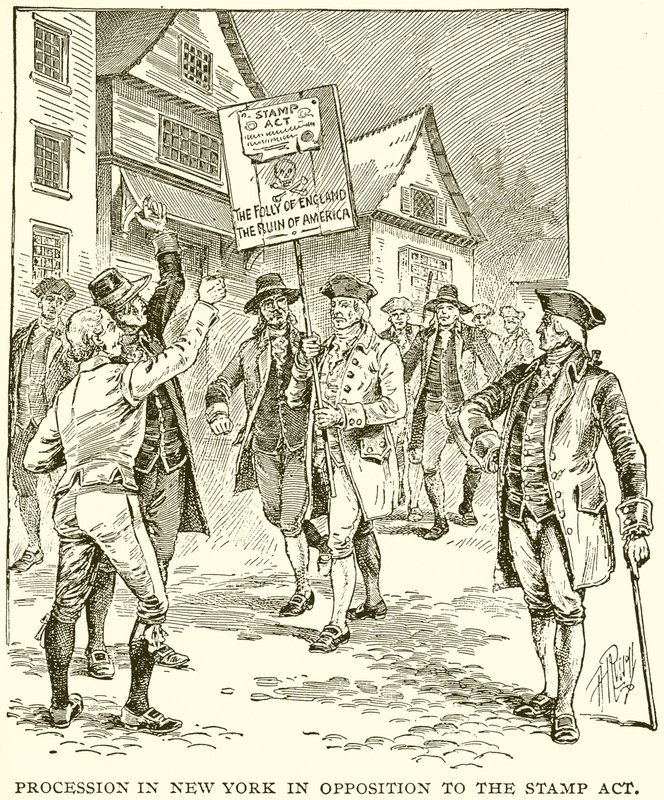 Procesión en Nueva York en Oposición a la Ley del Timbre de English School