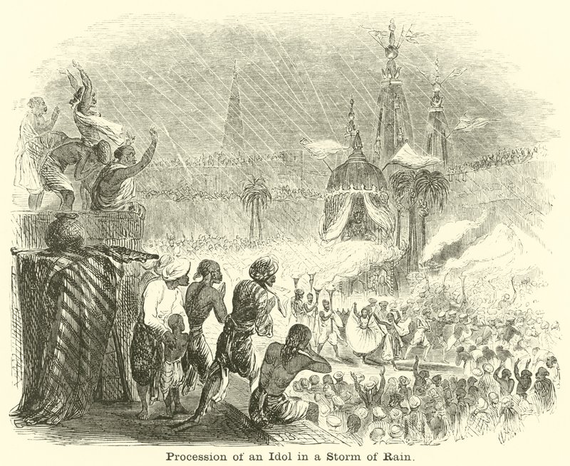 Procesión de un ídolo en una tormenta de lluvia de English School