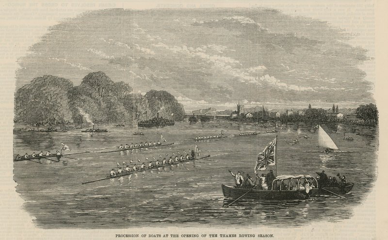 Procesión de botes en la inauguración de la temporada de remo del Támesis de English School