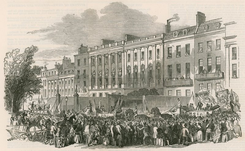 Procesión de la Liga de Templanza de Londres en Lincolns Inn Fields, Londres de English School