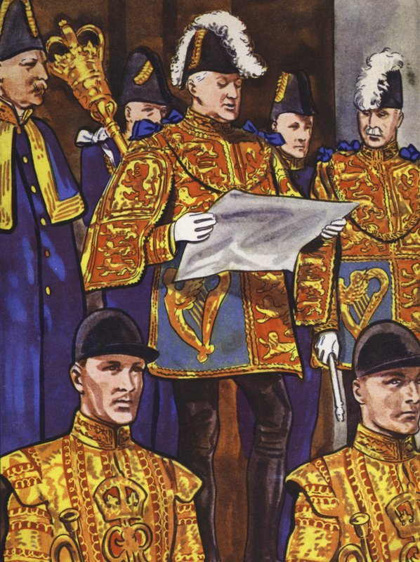 Proclamando a Eduardo VIII como Rey (litografía en color) de English School
