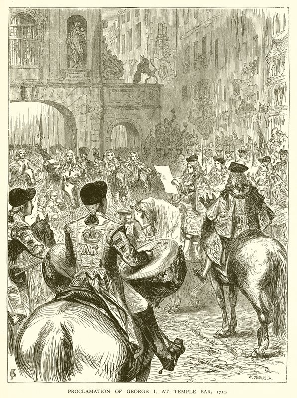 Proclamación de Jorge I en Temple Bar, 1714 de English School