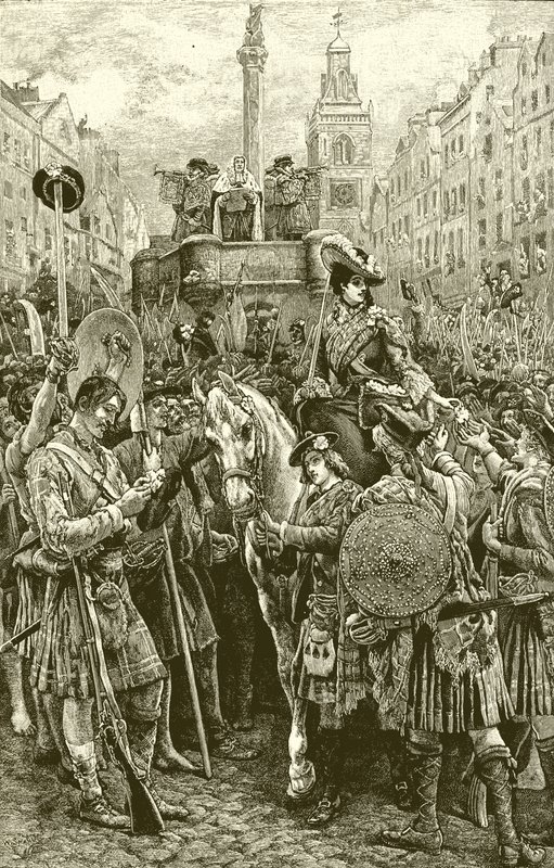 Proclamación del Viejo Pretendiente como rey Jacobo VIII de English School