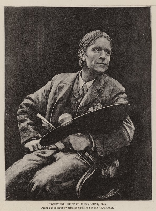 Profesor Hubert Herkomer, RA (litografía) de English School