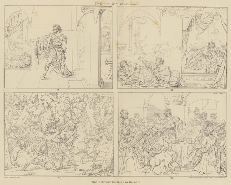 Bocetos del Profesor Retzsch de Macbeth (grabado) de English School